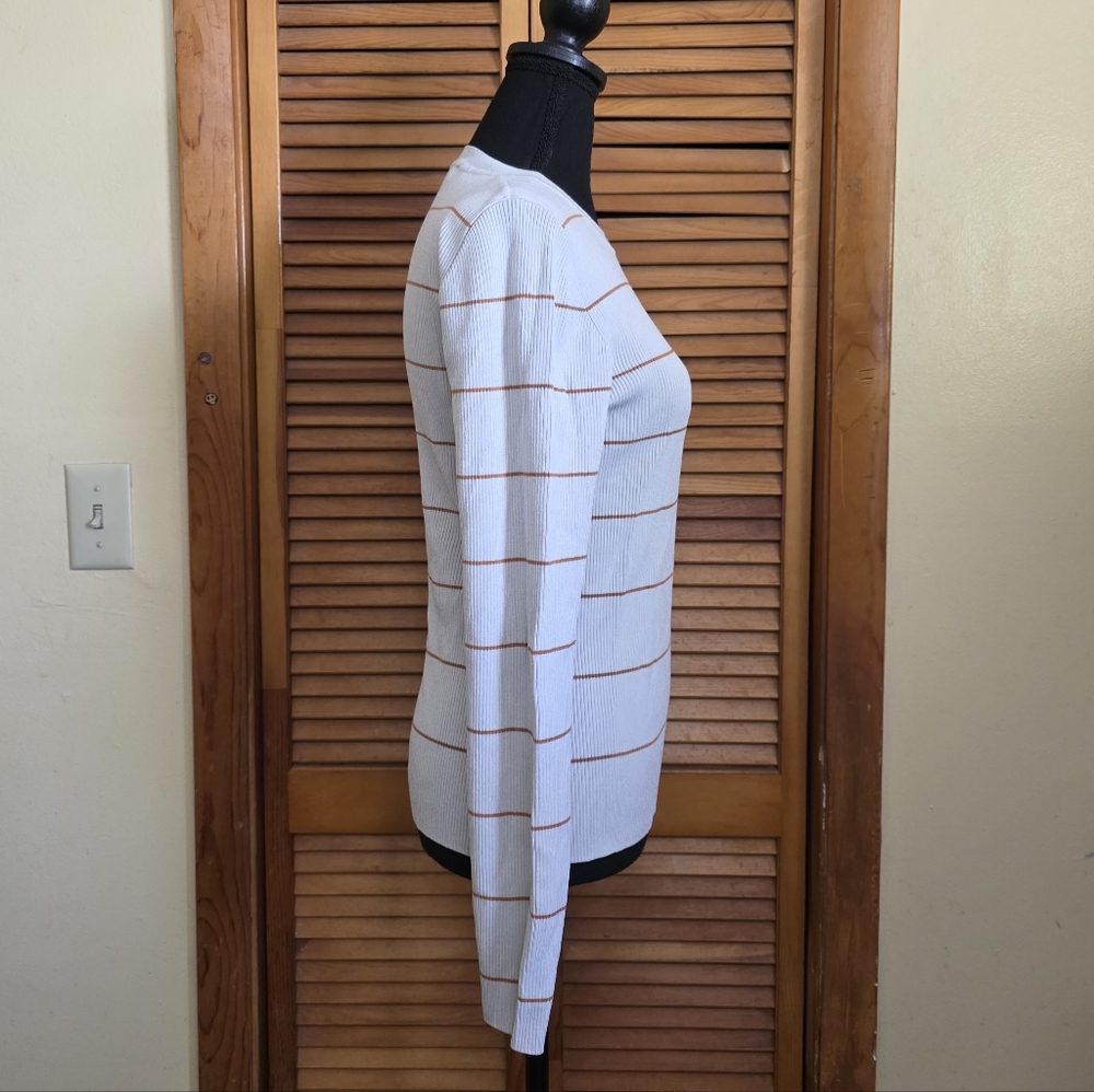 NWOT Frame Women's Striped Ribbed Knit Top Size XL - Picture 2 of 4